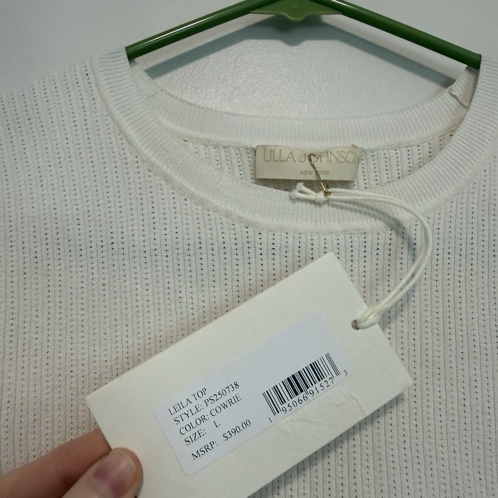 Ulla Johnson NWT Leila Flutter Sleeve and Hem Blouse in Cowrie White Size Large - Picture 3 of 7